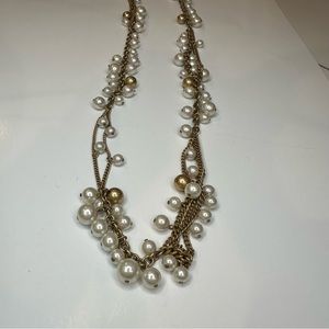 Stella & dot Statement Faux Pearl and Gold 18” long necklace - costume jewelry